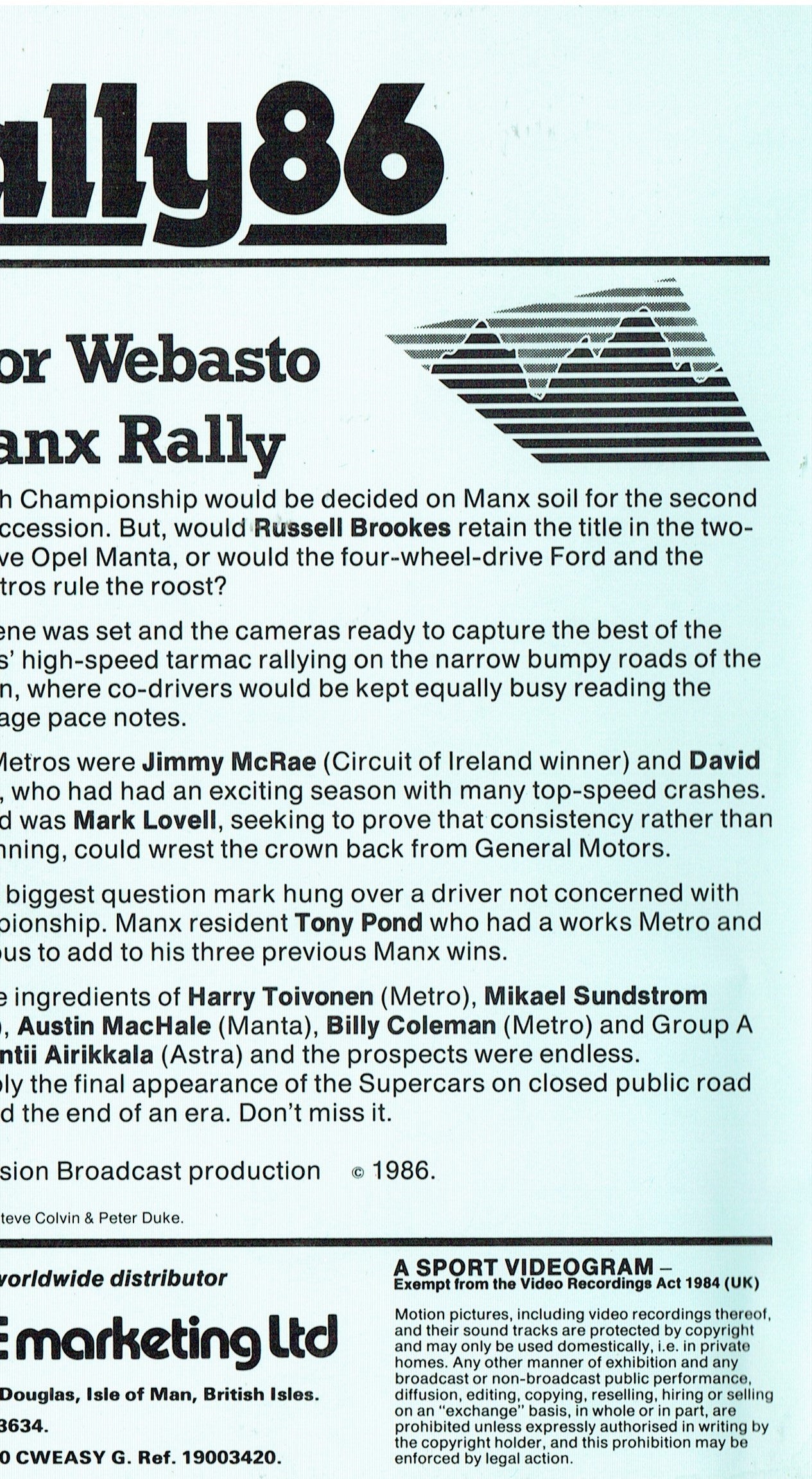 Rally 86: 1986 Tudor Webasto Manx International Rally [VHS]