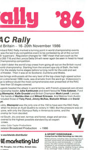 Rally '86: 1986 RAC Rally [VHS]