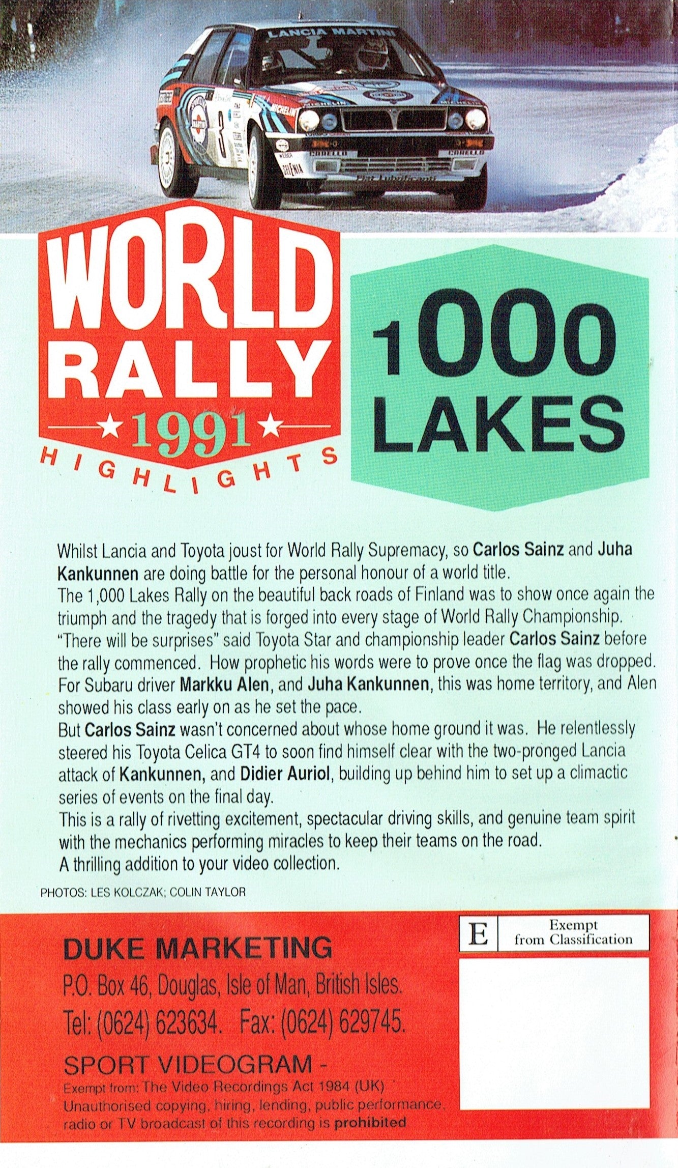 World Rally 1991 Highlights: 1000 Lakes, Round 9 - World Rally Championship (WRC). Duke Videos [VHS]