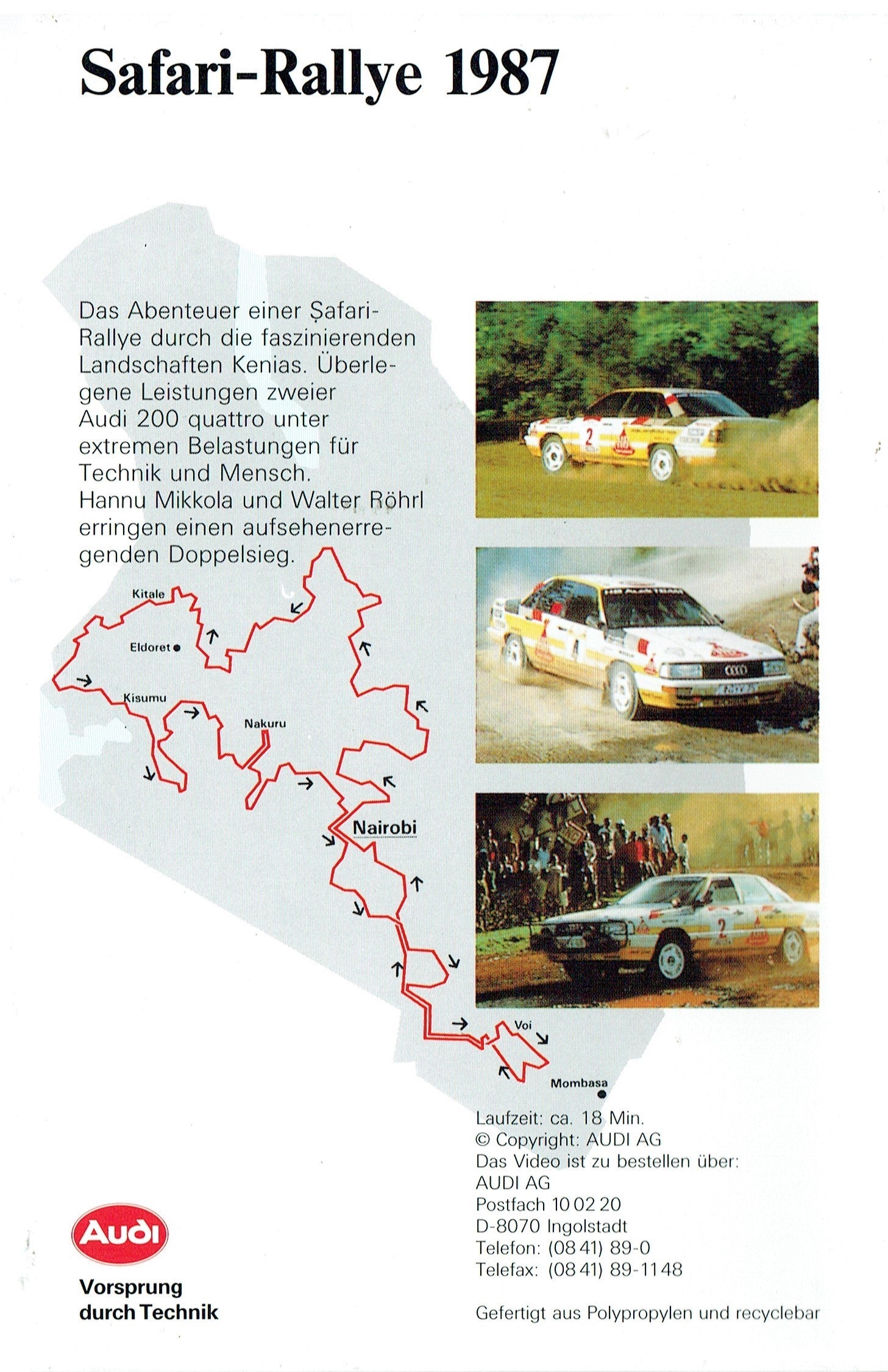 Safari-Rallye 1987 - Audi Sport [VHS]