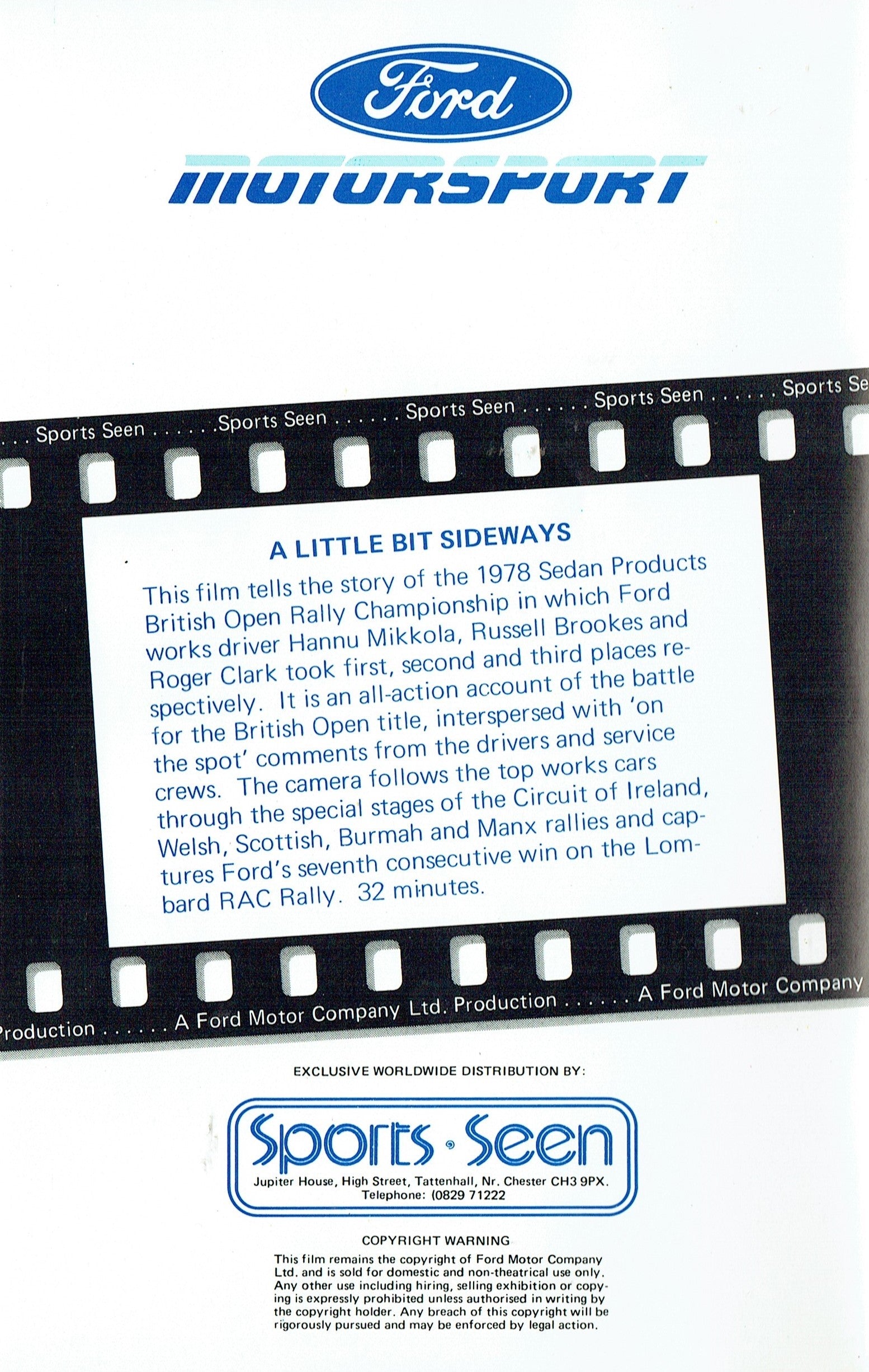 Ford Motorsport: A Little Bit Sideways - The 1978 Sedan British Rally Championship - Ford Video Collection [VHS]