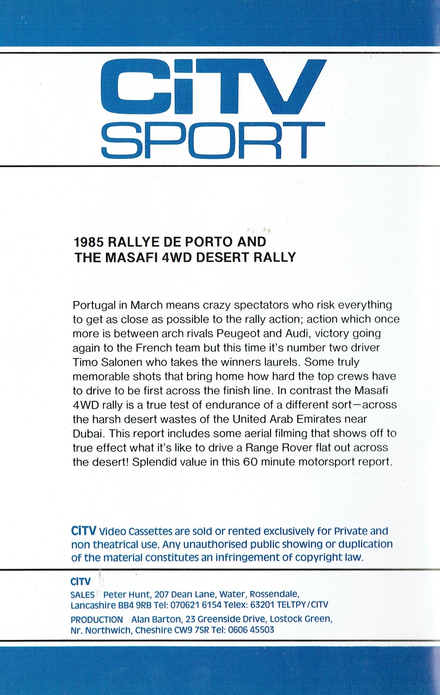 1985 Rallye de Porto - Rally Portugal: CiTV Sport 6 - World Rally Championship [VHS]