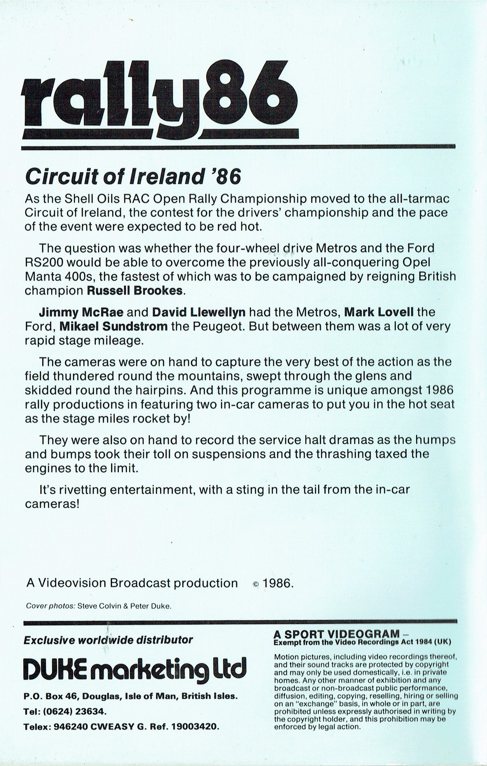 Rally 86: Circuit of Ireland Rally 1986 - Duke Videos [VHS]