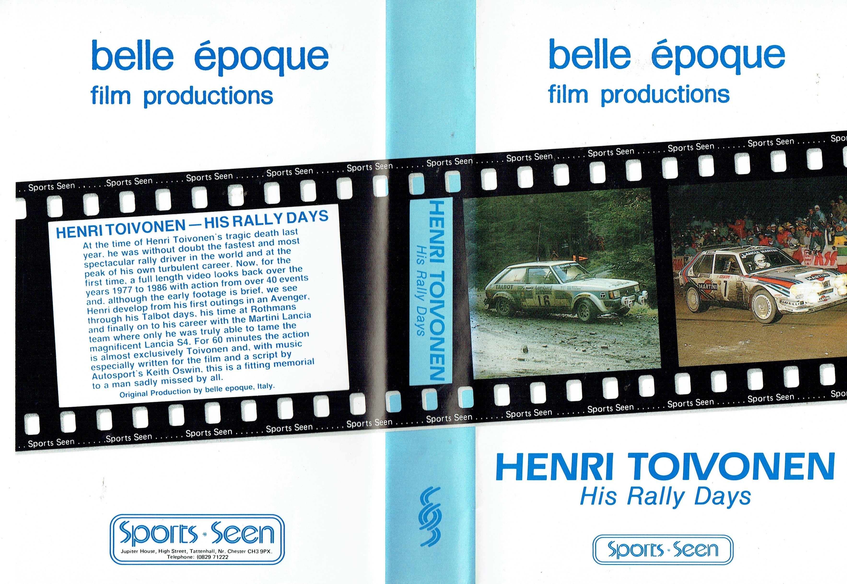 Henri Toivonen: His Rally Days - Bell Époque Film Productions/Sports Seen [VHS]