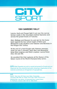 1984 Sanremo Rally - CiTV Sport: San Remo - World Rally Championship (WRC) [VHS]