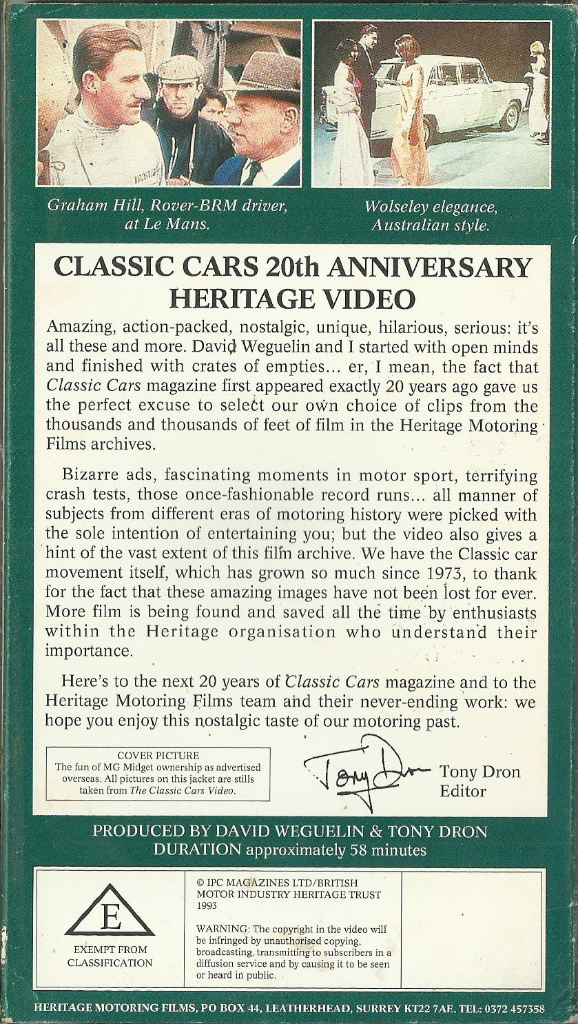 The Classic Cars Magazine Video: Nearly One Hour of Rare Archive Clips Celebrating 20 Years of Classic Cars With... Heritage Motoring Films [VHS]