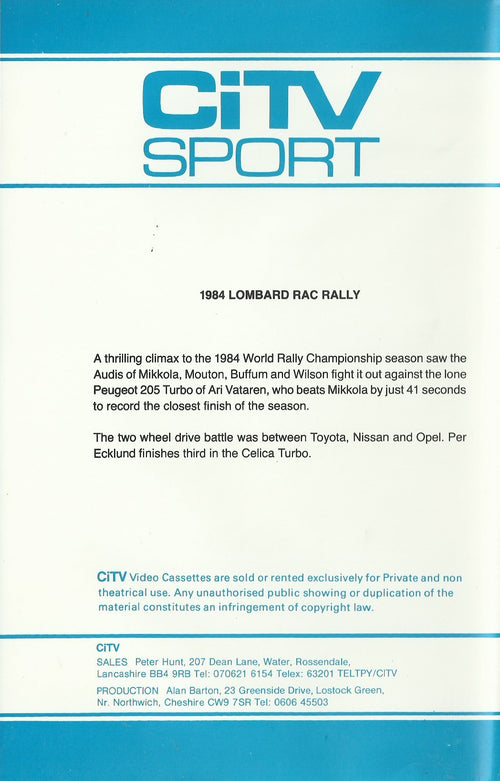 1984 Lombard RAC Rally - CiTV Sport 5 - World Rally Championship (WRC) [VHS]