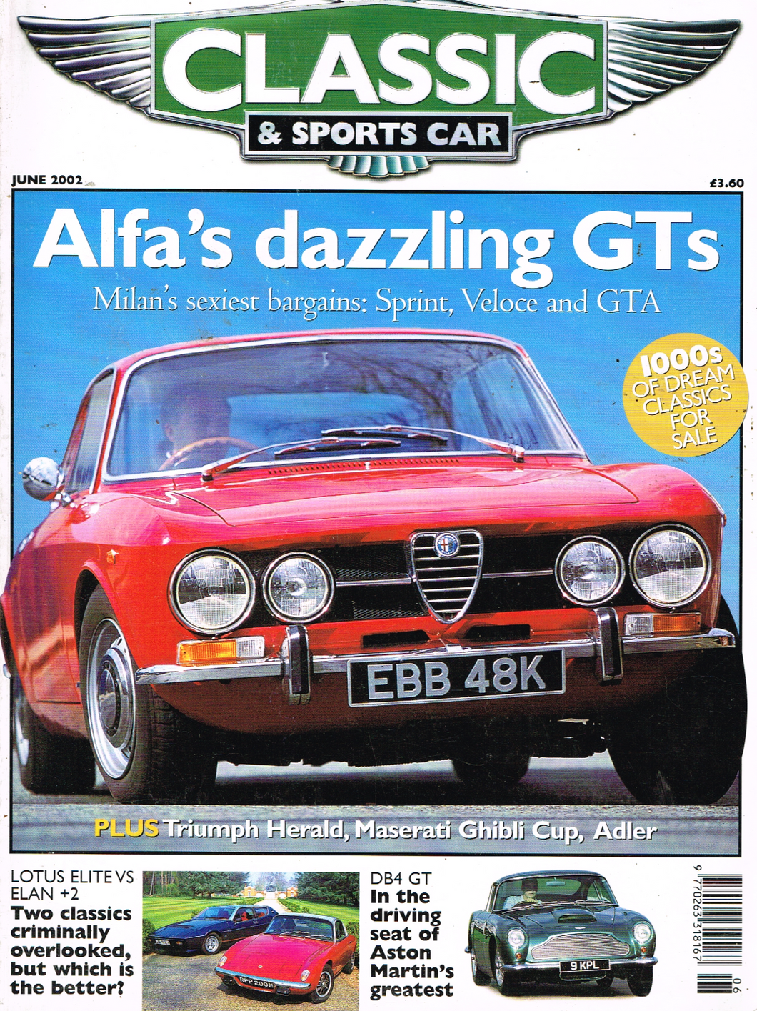 Classic and Sports Car magazine, June 2002: Alfa Romeo's Dazzling GTs