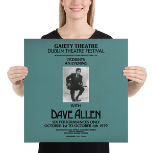 Dave Allen poster: Irish comedian Gaiety Theatre 1979 Poster Matte